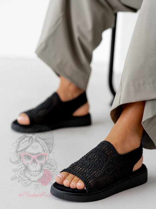 Sandały plecione Madam Hemea czarne