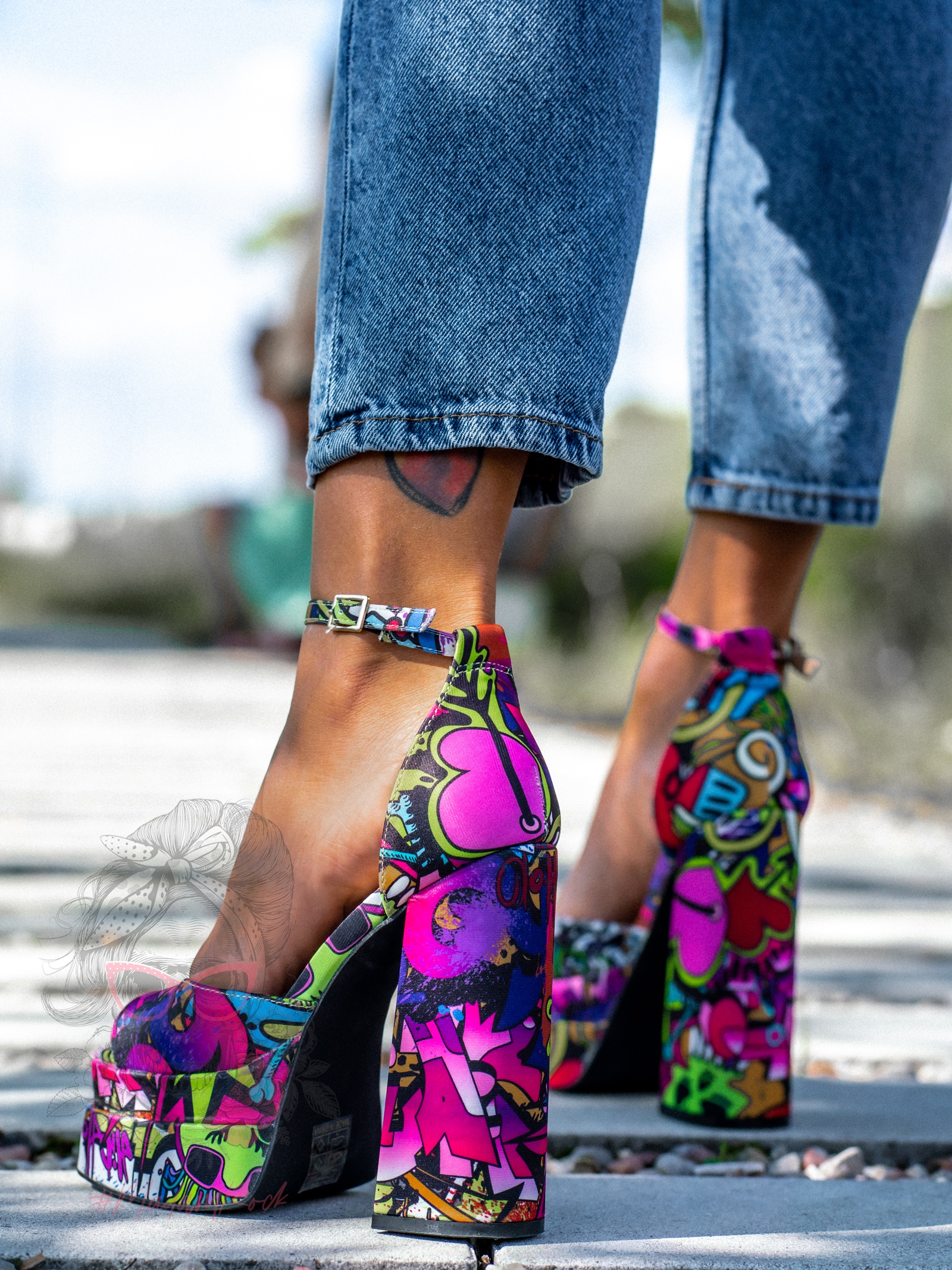 Sandały na klocku HipHop kolorowe