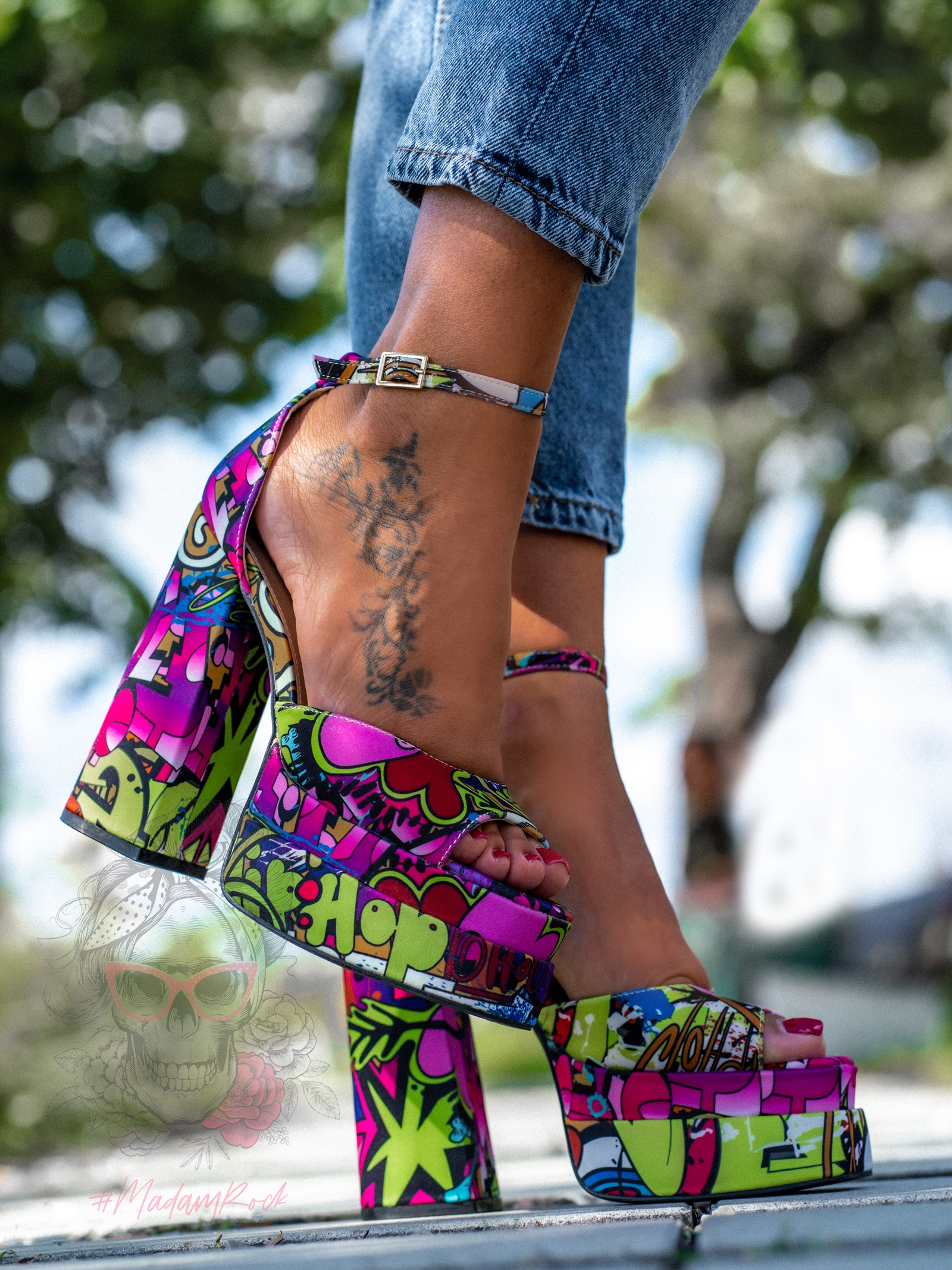 Sandały na klocku HipHop kolorowe