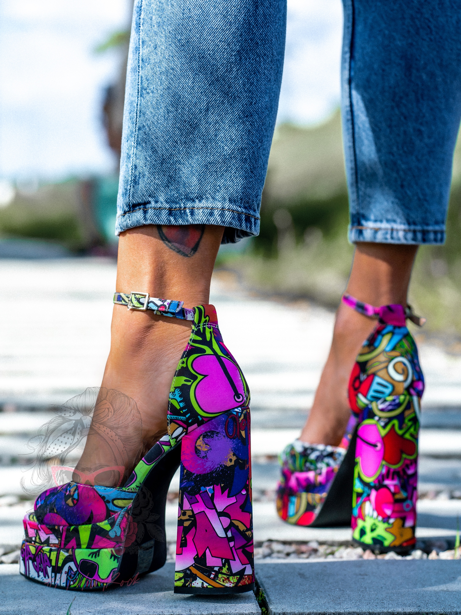 Sandały na klocku HipHop kolorowe