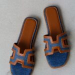 Klapki płaskie Madam Ermese jeansowe