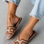 Klapki płaskie Madam Ermese karmelowe