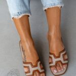 Klapki płaskie Madam Ermese karmelowe