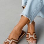 Klapki płaskie Madam Ermese karmelowe