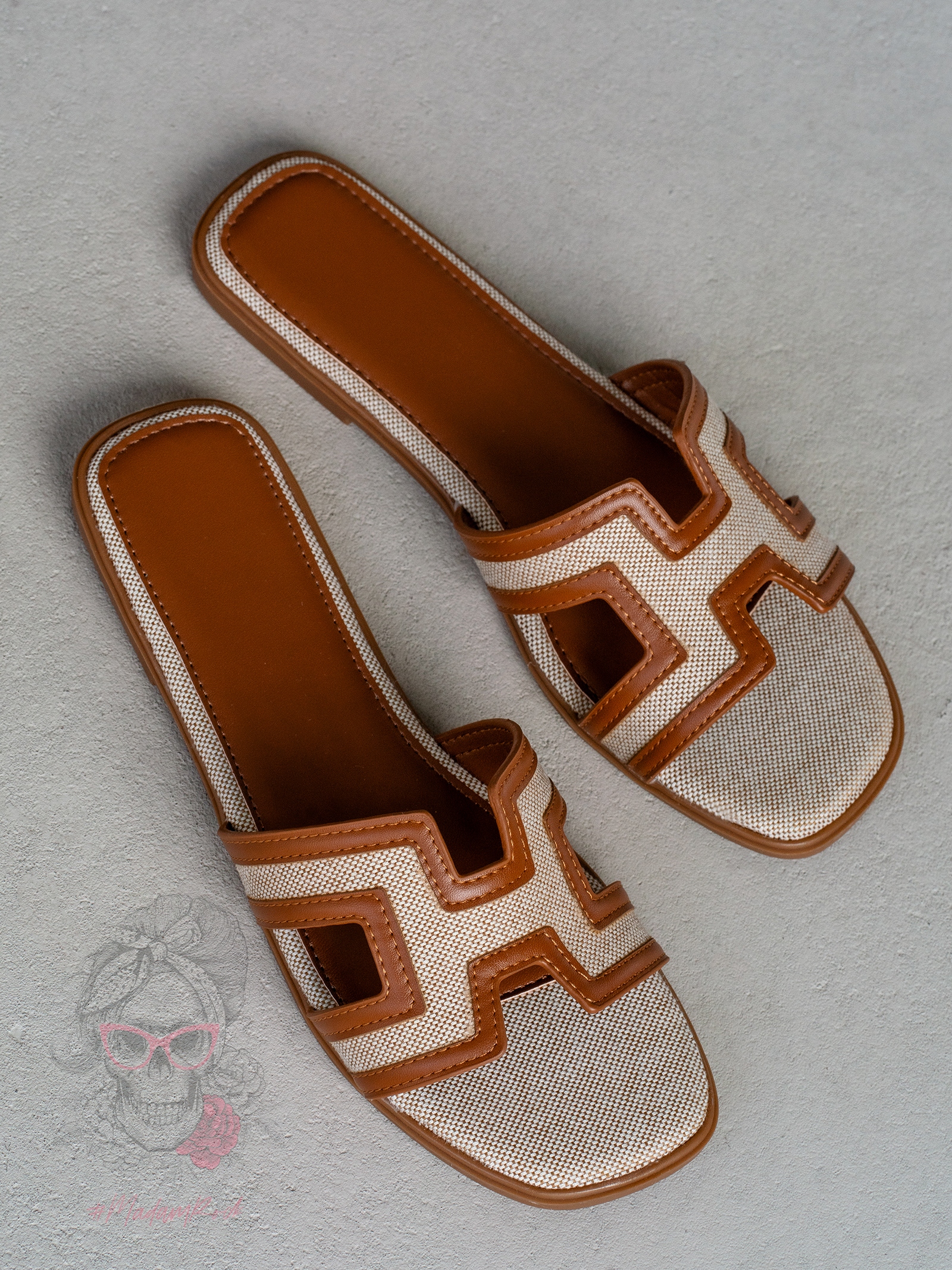 Klapki płaskie Madam Ermese karmelowe