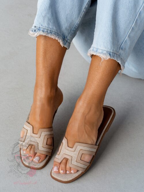 Klapki płaskie Madam Ermese beżowe