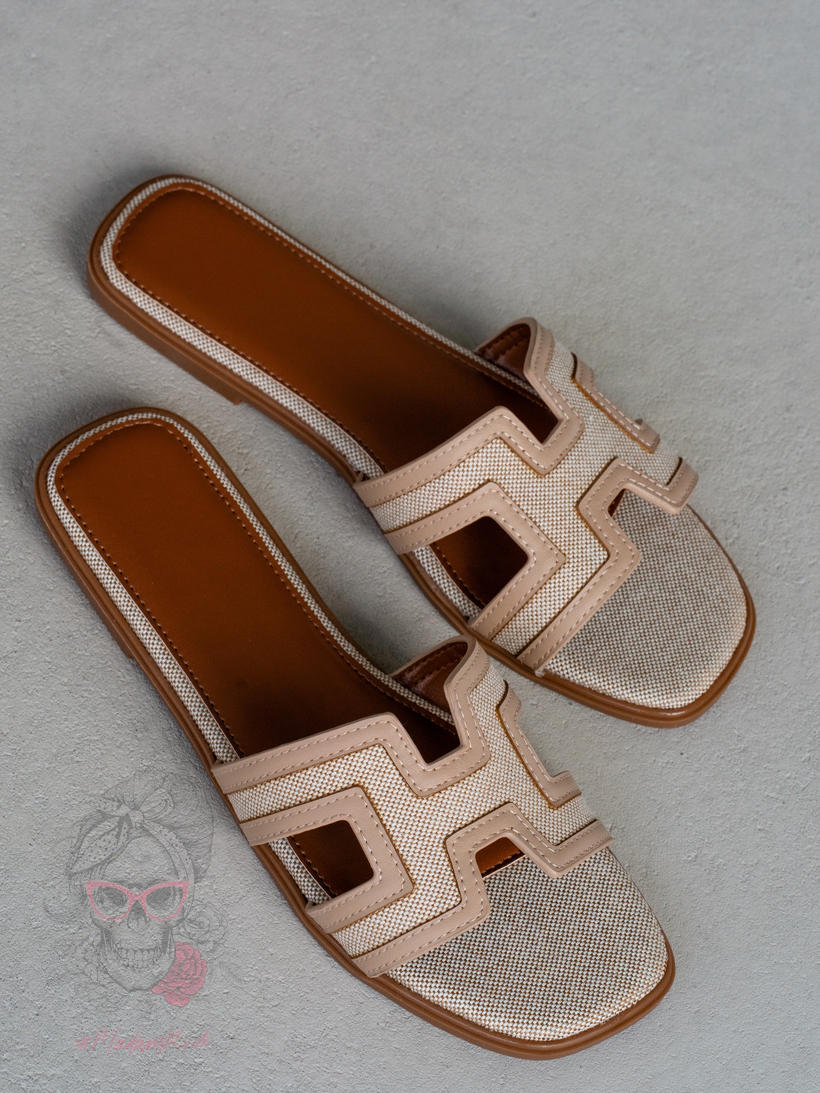 Klapki płaskie Madam Ermese beżowe Klapki płaskie Madam Ermese beżowe