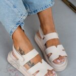 Sandały na platformie Madam Setes beżowe