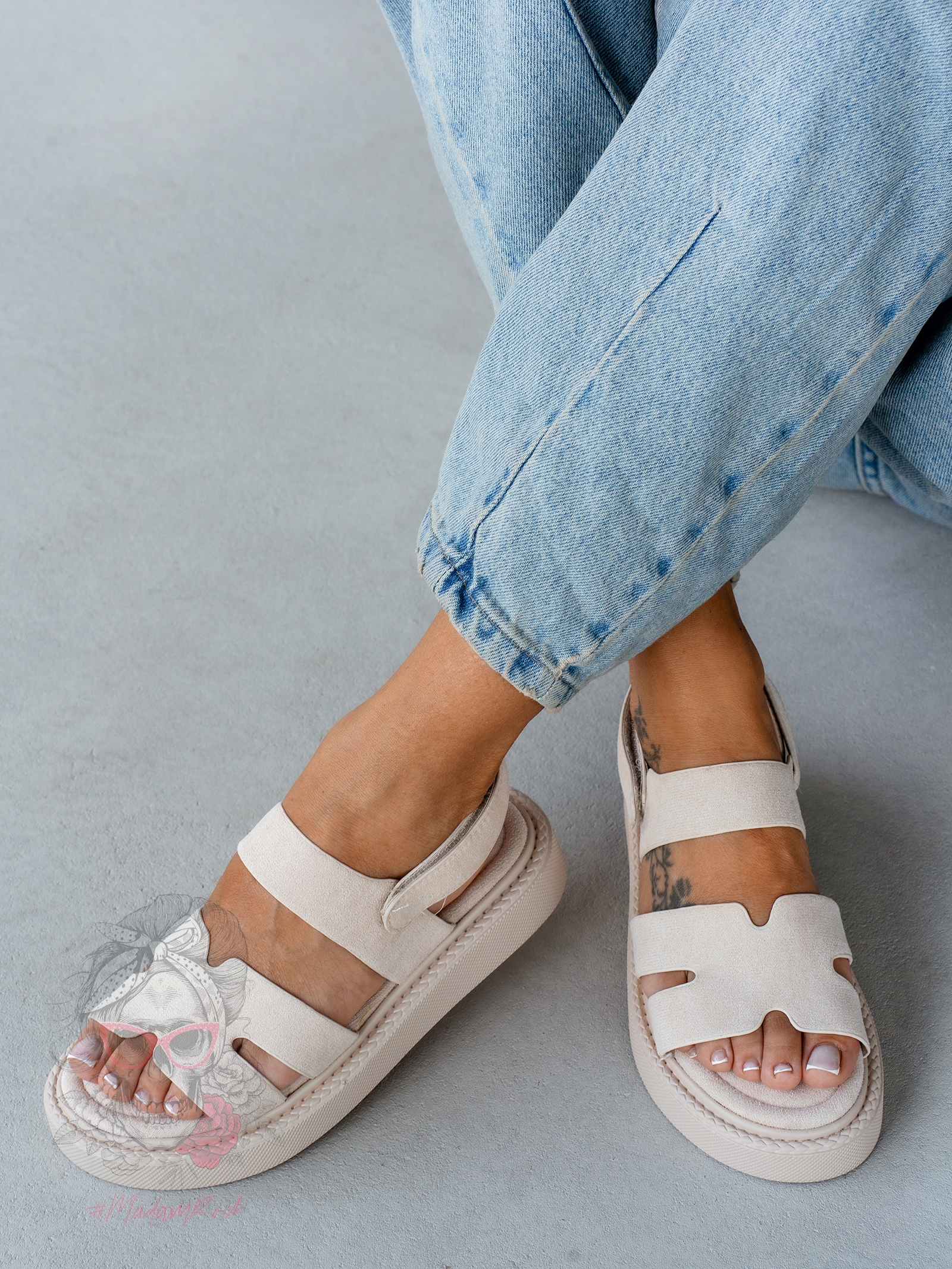 Sandały na platformie Madam Setes beżowe