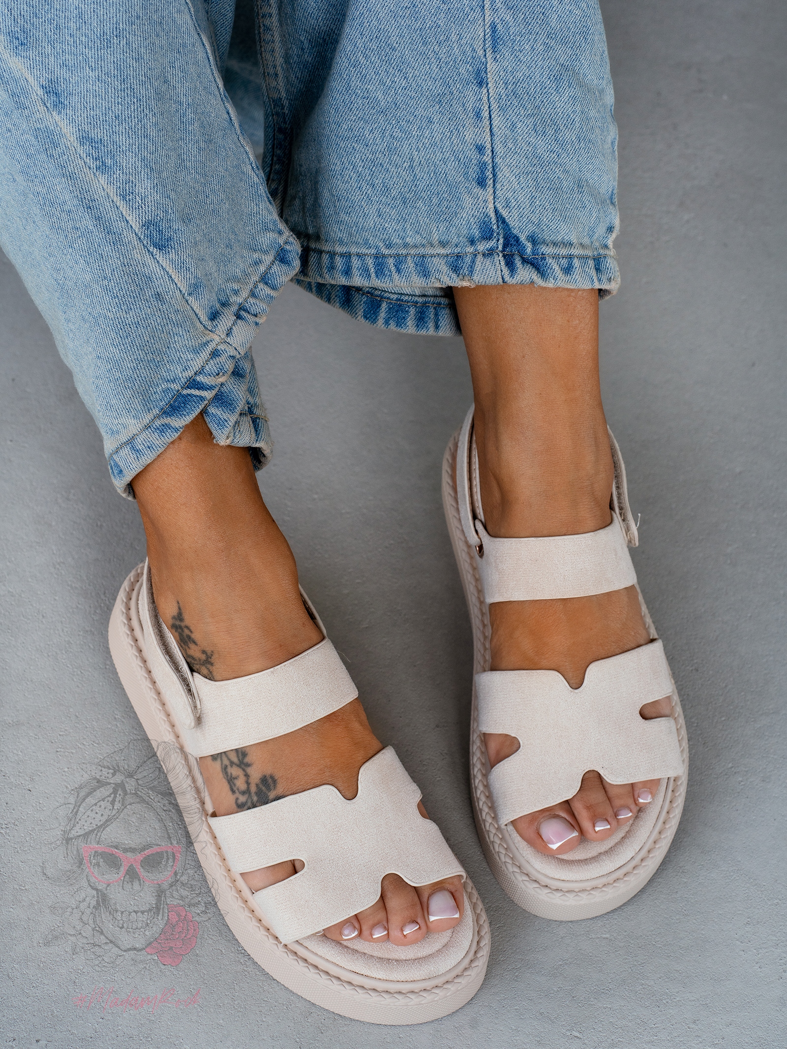 Sandały na platformie Madam Setes beżowe