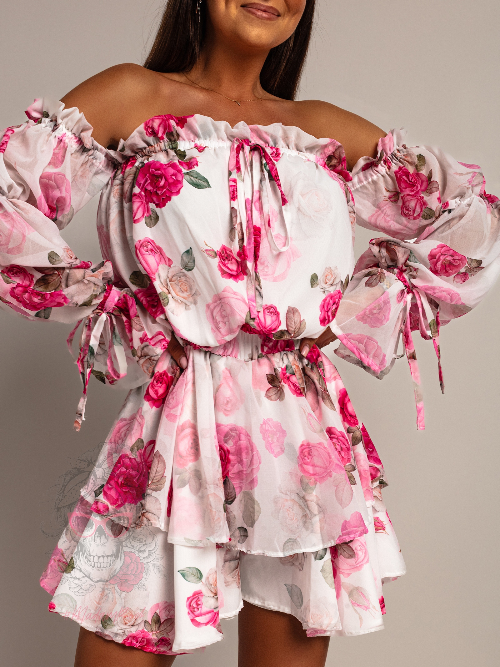 Kombinezon w róże NB Marbes biały