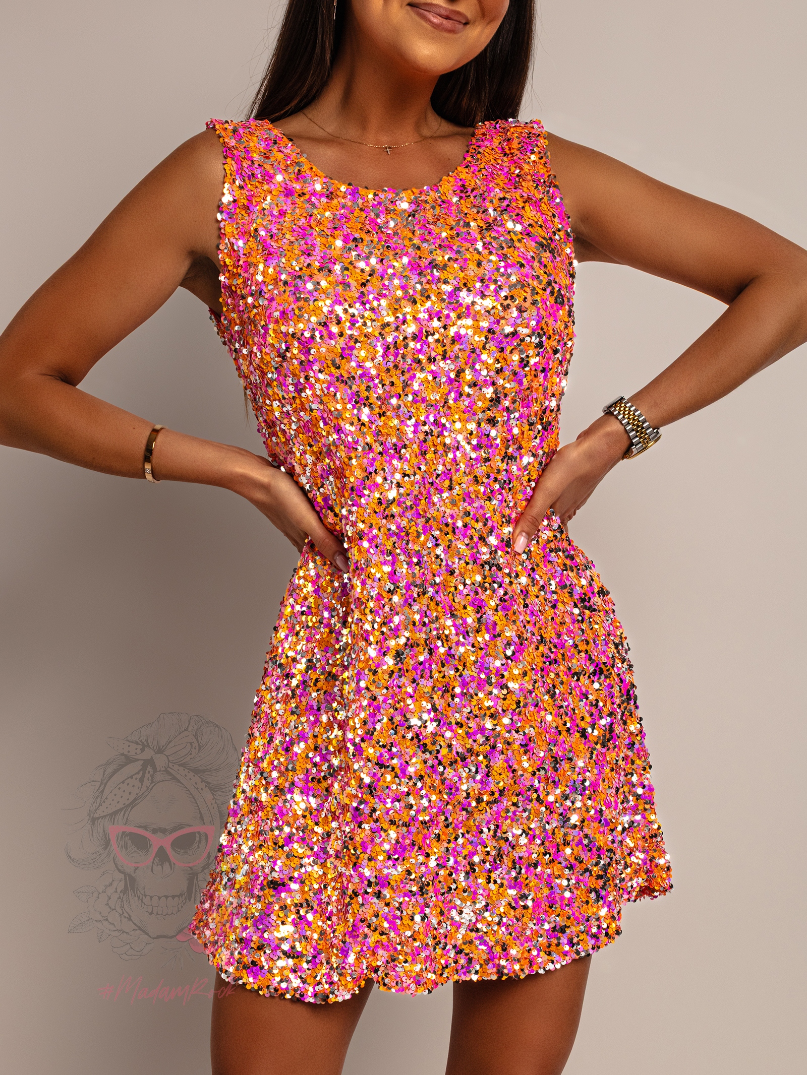 Sukienka cekinowa NB Popjelly pomarańczowa