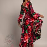 Sukienka maxi NB AMARO II panterka róże czerwone