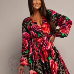 Sukienka maxi NB AMARO II panterka róże czerwone