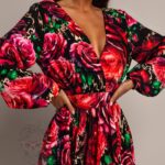 Sukienka maxi NB AMARO II panterka róże czerwone