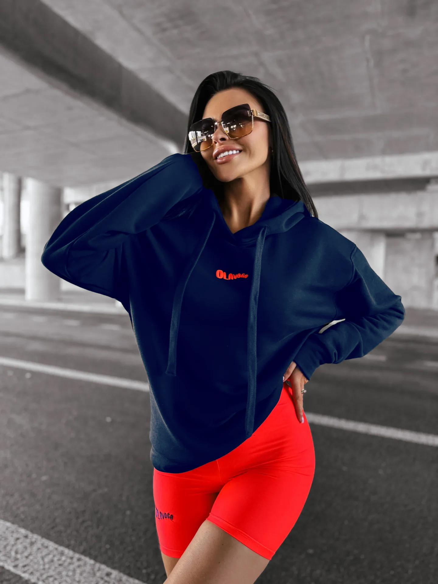 Bluza damska z kapturem NORTH OLAVOGA granatowa