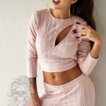 Komplet dzianinowy NB Musello pudrowy