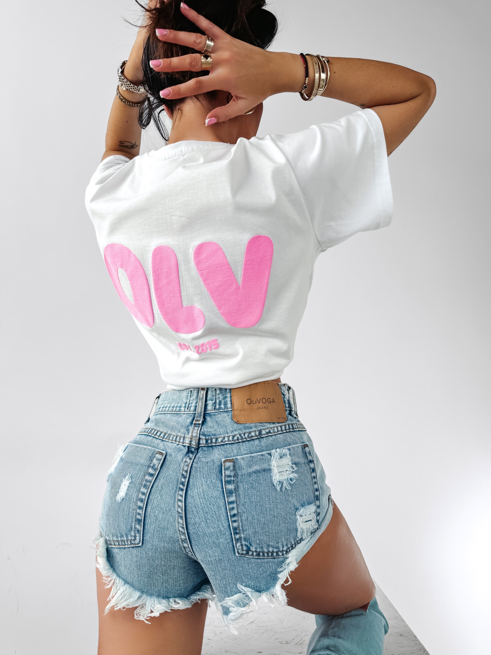 T-shirt bawełniany FLOSSY OLAVOGA biały