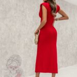 Sukienka prążkowana z marszczeniami Tokro czerwona