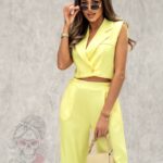 Komplet elegancki spodnie + kamizelka Burgo cytrynowy