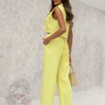 Komplet elegancki spodnie + kamizelka Burgo cytrynowy