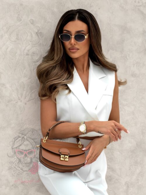 Komplet elegancki spodnie + kamizelka Burgo biały