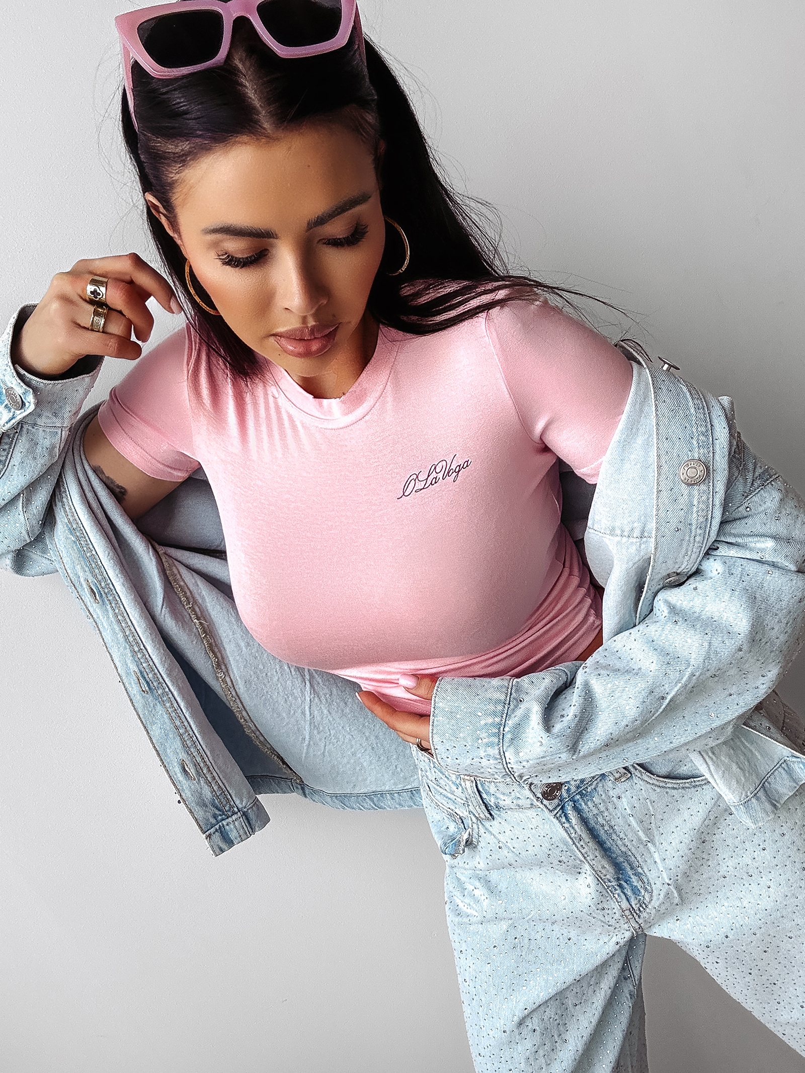 Top damski logowany LIMA OLAVOGA pudrowy róż