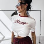 T-shirt dopasowany bawełniany AVEN OLAVOGA ecru