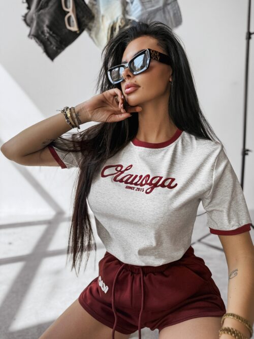 T-shirt dopasowany bawełniany AVEN OLAVOGA szary