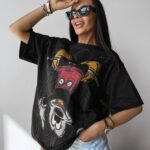 T-shirt bawełniany z grafiką RUST OLAVOGA czarny