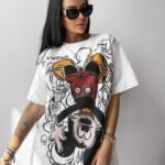 T-shirt bawełniany z grafiką RUST OLAVOGA ecru