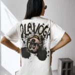 T-shirt bawełniany z grafiką RUST OLAVOGA ecru