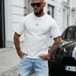 T-shirt męski bawełniany SHADOW LUXE OLAVOGA ecru