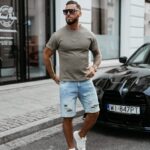 T-shirt męski bawełniany SHADOW LUXE OLAVOGA khaki