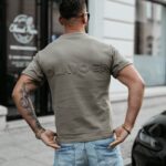 T-shirt męski bawełniany SHADOW LUXE OLAVOGA khaki