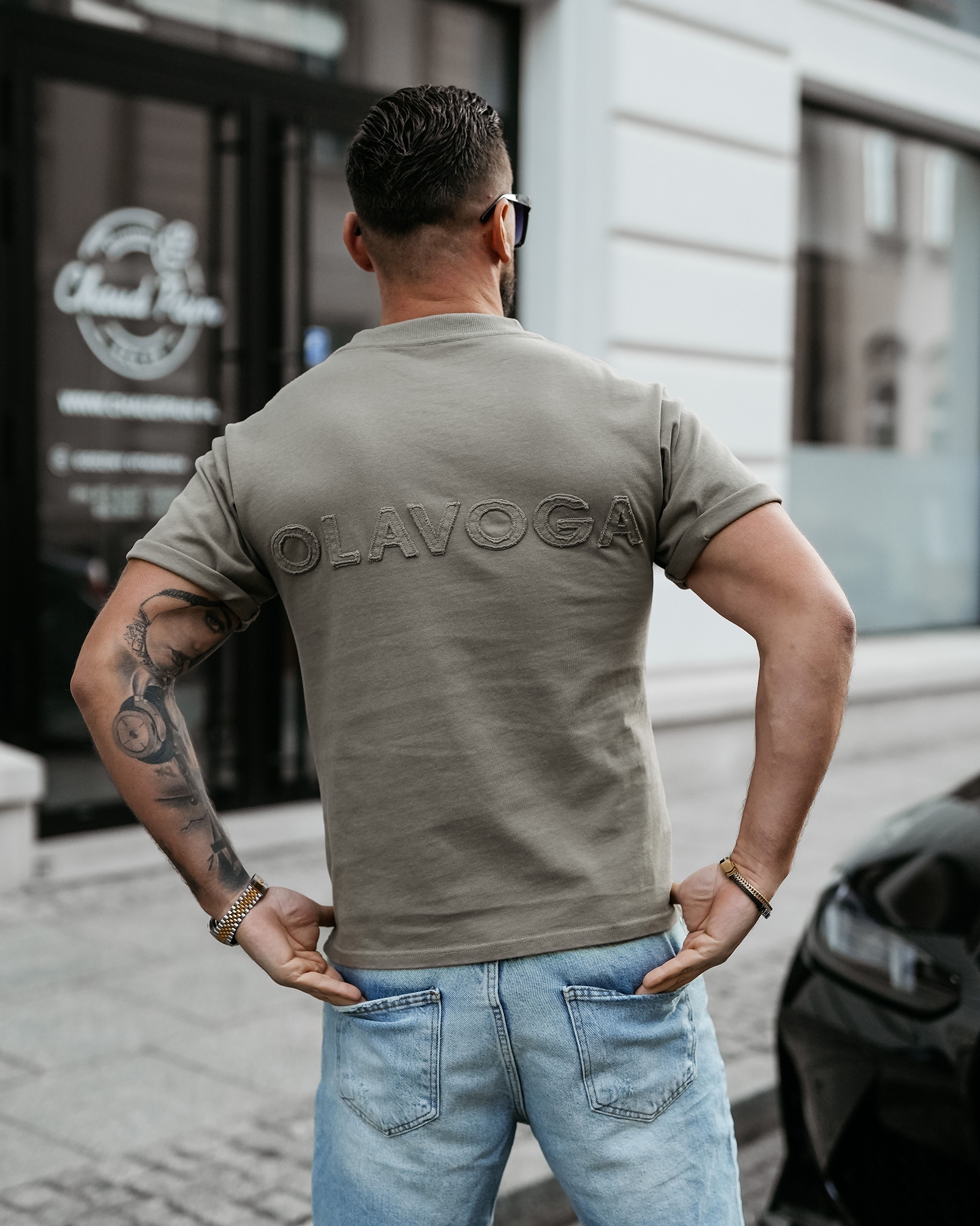 T-shirt męski bawełniany SHADOW LUXE OLAVOGA khaki T-shirt męski bawełniany SHADOW LUXE OLAVOGA khaki