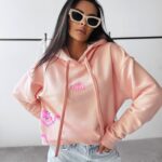 Bluza bawełniana z kapturem oversize CLOSER OLAVOGA pudrowa