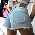 Spodenki szorty jeansowe damskie KAIST OLAVOGA j.niebieskie