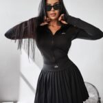 Komplet damski bluzka +spódnico-spodenki ADMIRE OLAVOGA czarny