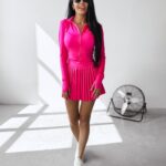 Komplet damski bluzka +spódnico-spodenki ADMIRE OLAVOGA amarantowy