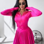 Komplet damski bluzka +spódnico-spodenki ADMIRE OLAVOGA amarantowy