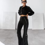 Komplet damski casualowy kurtka+spodnie FECTO OLAVOGA czarny