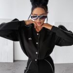 Komplet damski casualowy kurtka+spodnie FECTO OLAVOGA czarny