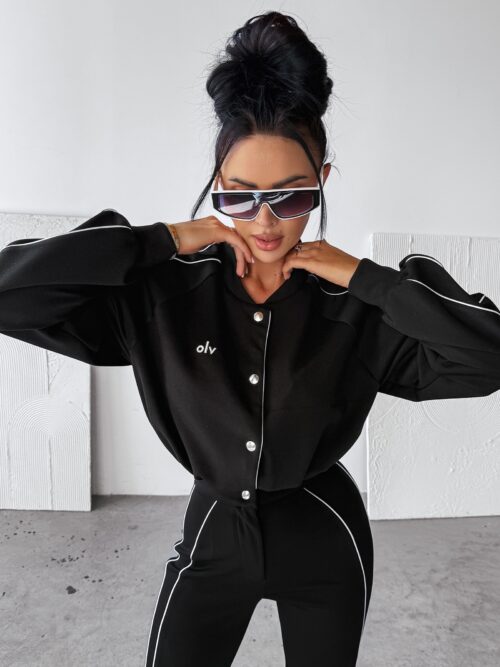 Komplet damski casualowy kurtka+spodnie FECTO OLAVOGA czarny