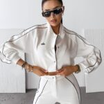 Komplet damski casualowy kurtka+spodnie FECTO OLAVOGA ecru