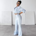 Komplet damski casualowy kurtka+spodnie FECTO OLAVOGA błękitny