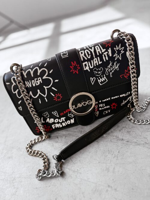 Torebka skórzana graffiti logowana SKETCH OLAVOGA czarna