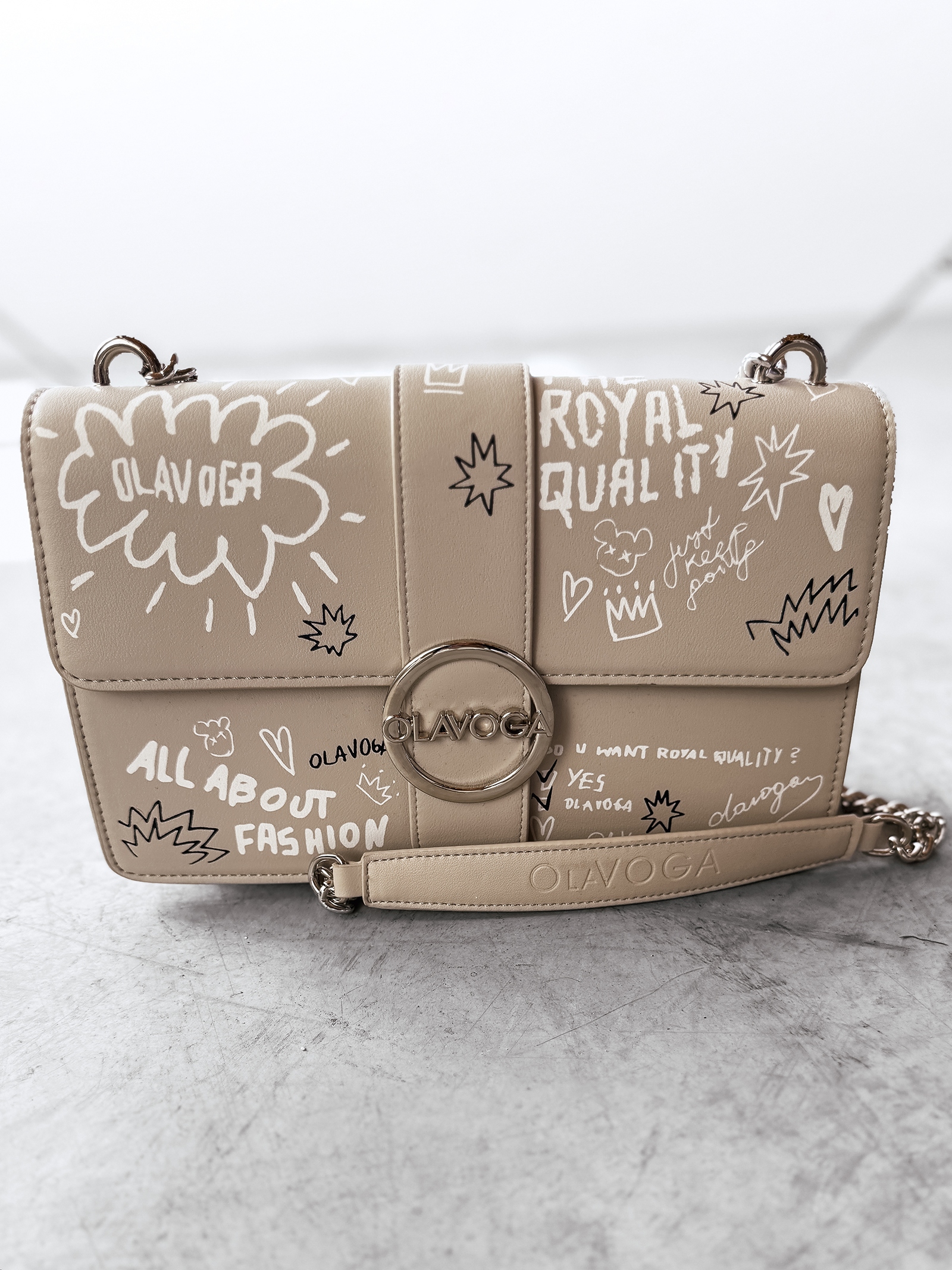 Torebka skórzana graffiti logowana SKETCH OLAVOGA szara