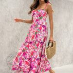 Sukienka w kwiaty Solwas różowa