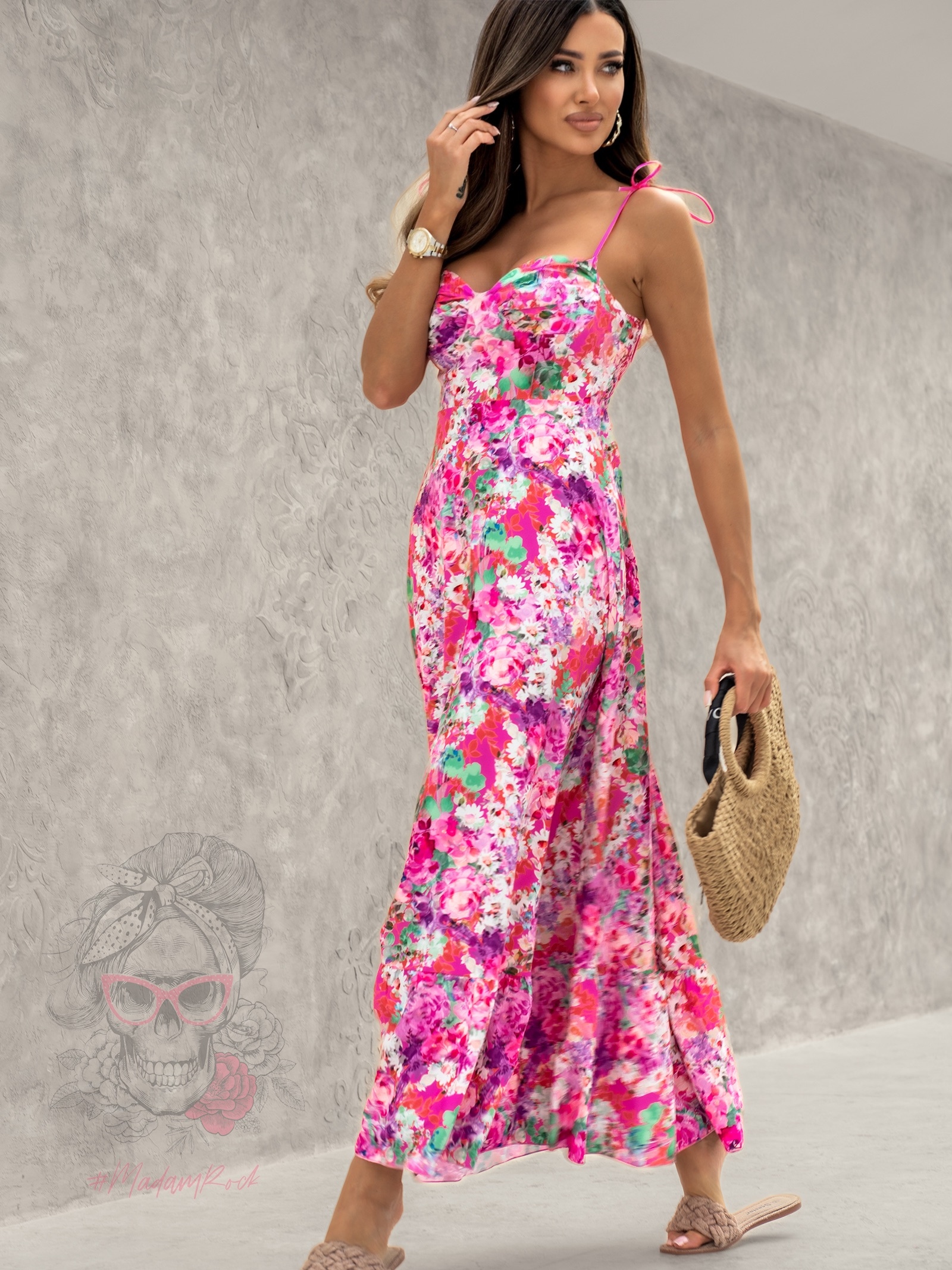 Sukienka w kwiaty Solwas różowa Sukienka w kwiaty Solwas różowa